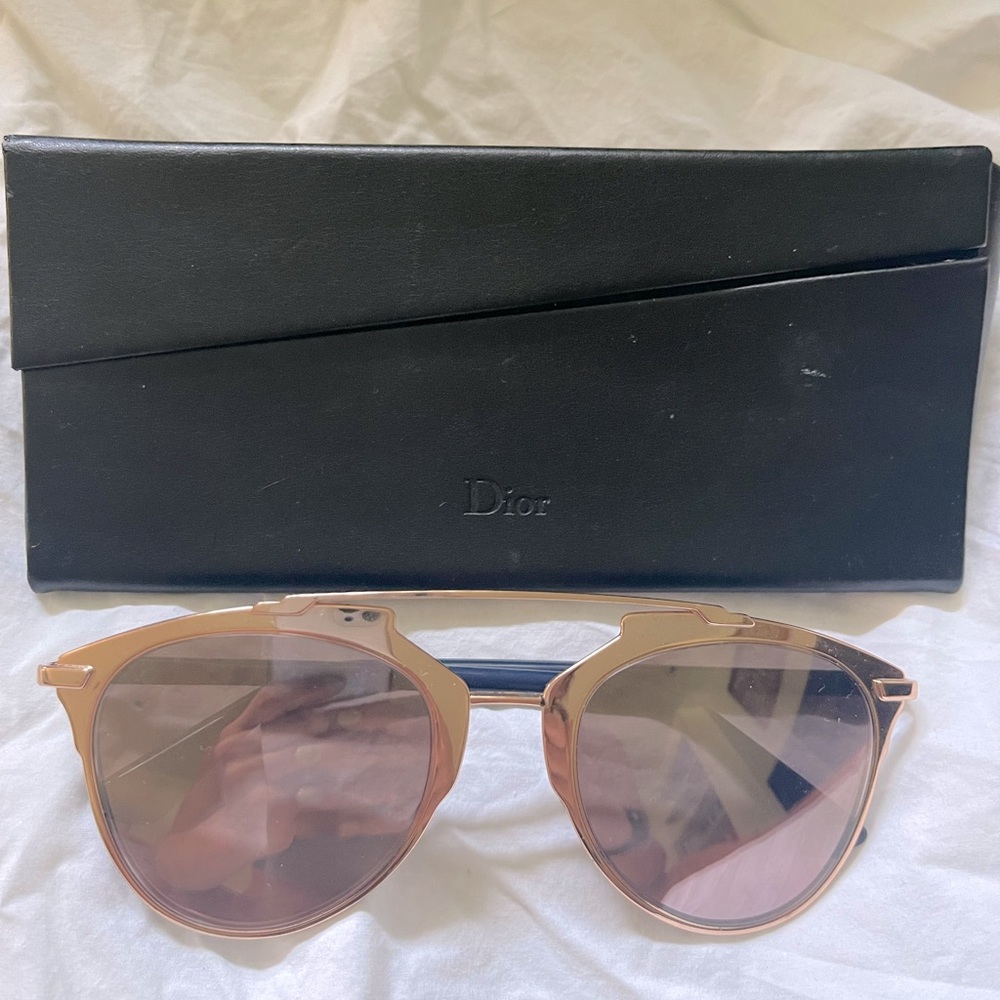 Dior “reflected” rose gold mirrored lens aviator sunglasses